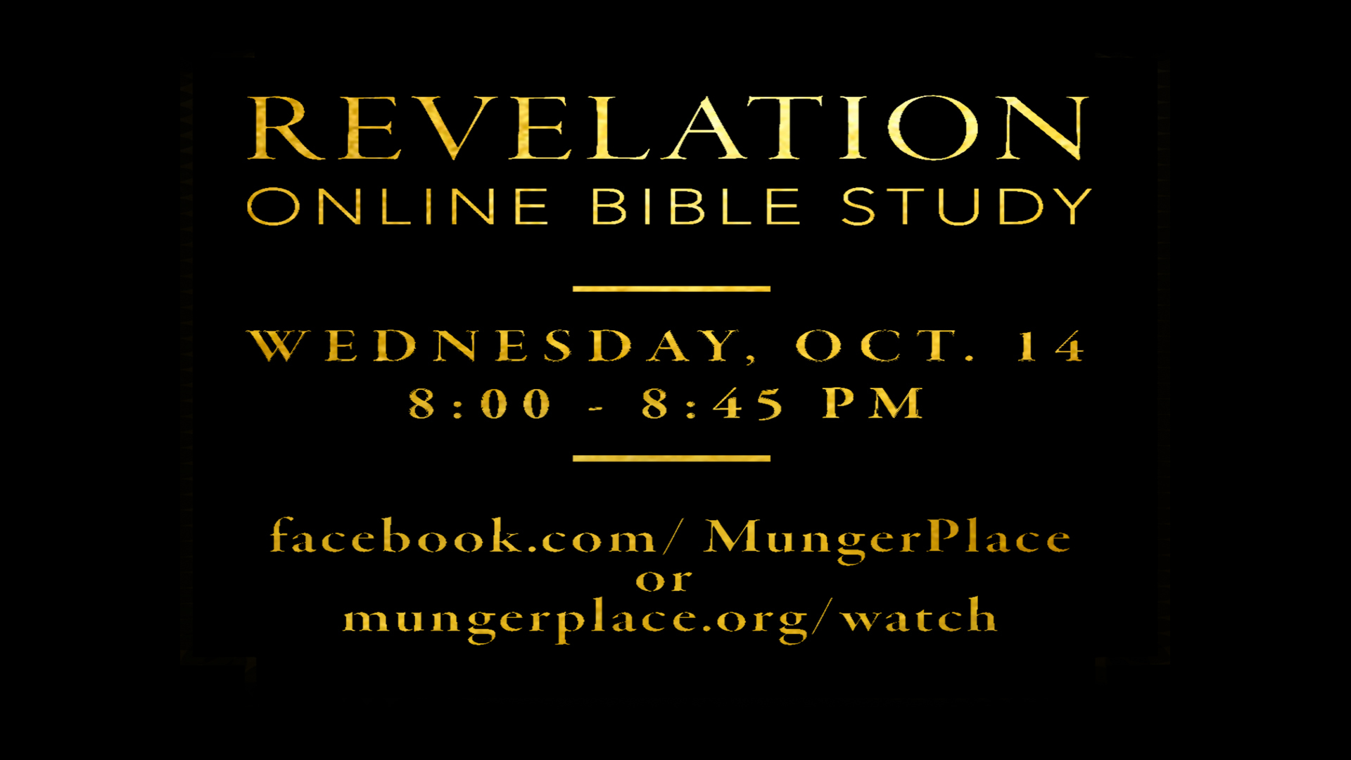 Revelation Online Bible Study - Munger Place Church