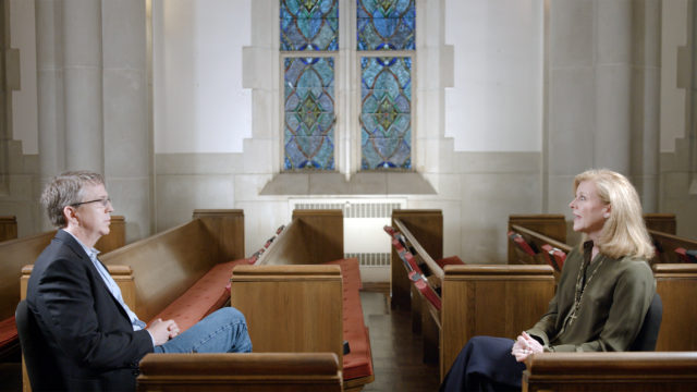 Rev. Susan Robb reminisces with Rev. Paul Rasmussen about her 20+ years at HPUMC